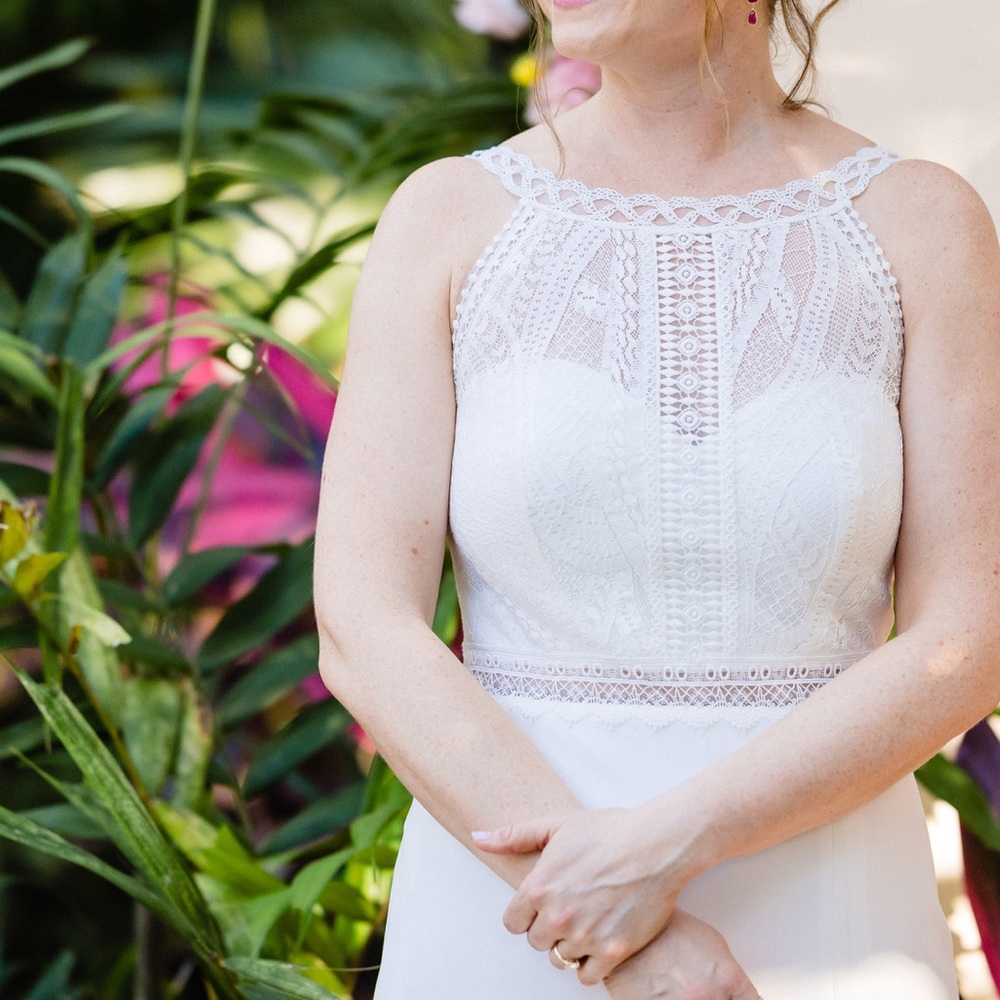 Rembo Styling custom lace and silk wedding dress